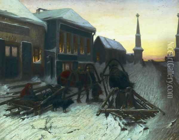 The Last Tavern at the City Gates 1868 Oil Painting - Vasily Perov