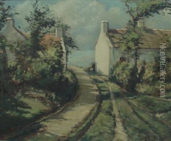 Maisons De Village En Bord De Mer Oil Painting - Charles Andre Igounet De Villiers