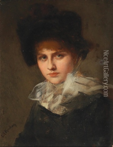 Portrait Of A Young Lady Oil Painting - Friedrich August von Kaulbach