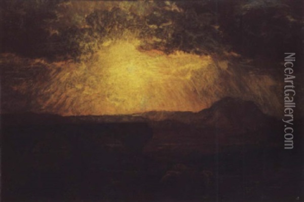 Paysage D'italie Avec Un Aqueduc En Ruine Oil Painting - Emile Rene Menard