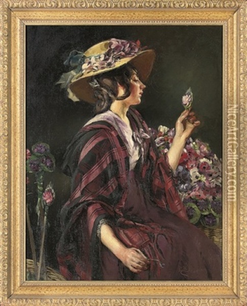 Portrait Of Eliza Doolittle From Pygmalion Oil Painting - William Bruce Ellis Ranken