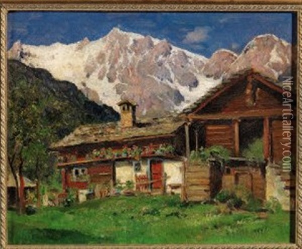 Pecetto Di Macugnaga (monte Rosa) Oil Painting - Giovanni Colmo