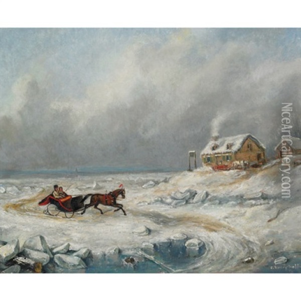 Ice Road, Near Quebec Oil Painting - Cornelius David Krieghoff
