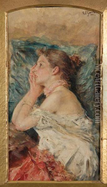 Portrait Of A Young Woman Oil Painting - Eduardo Leon Garrido