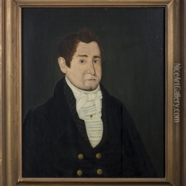 Portrait Of Captain Waters Of Salem, Massachusetts Oil Painting - John Brewster Jr.