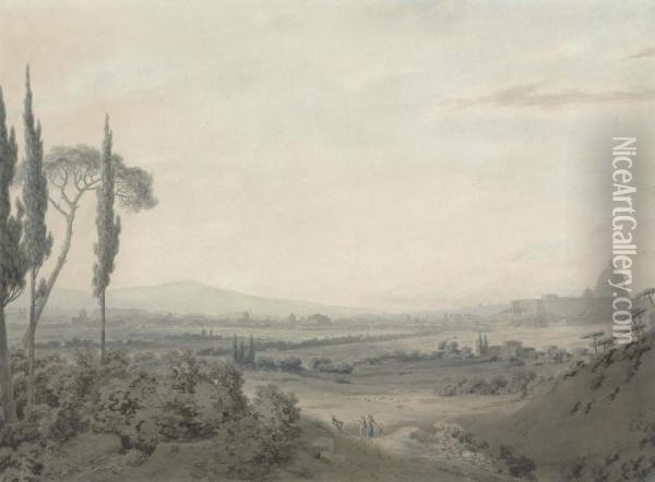 Rome From The Villa Mellini Oil Painting - John Robert Cozens