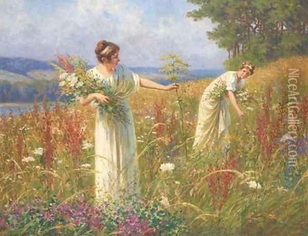 Picking Wildflowers Oil Painting - Leopold-Franz Kowalsky