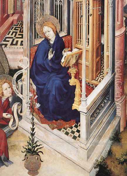 The Annunciation (detail 1) 1393-99 Oil Painting - Melchior Broederlam