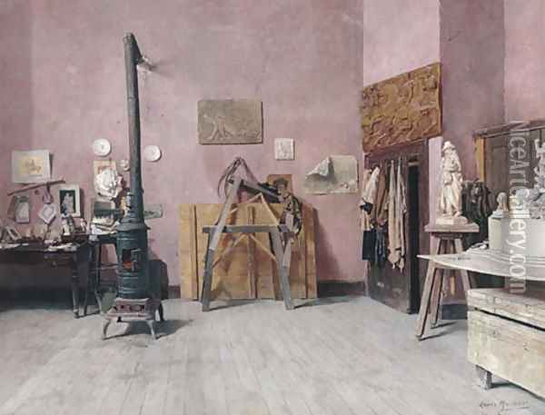 Sculptor's Studio Probably the 1880s Oil Painting - Louis Charles Moeller