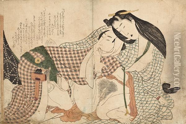 Hisokana Kojintachi (secret Lovers) Oil Painting - Katsushika Hokusai
