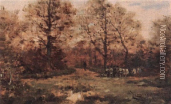 Soldiers In A Forest Oil Painting - Edouard Riou