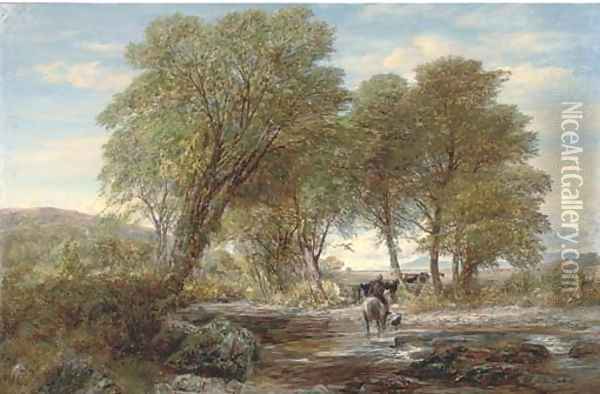 The river crossing Oil Painting - Charles Thomas Burt