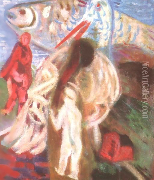 Dreaming Rabbi 1938 Oil Painting - Gyula Hincz
