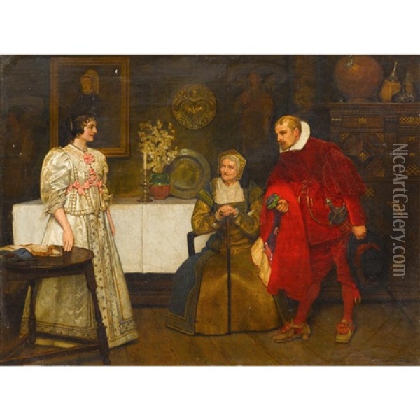 St. Valentine's Day Oil Painting - James Dromgole Linton