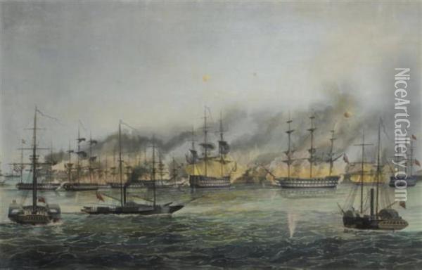 Bombardment Of St. Jean D'acre Oil Painting - Richard Gilson Reeve