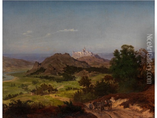 Landschaft Mit Burgdorf Oil Painting - Emanuel Leutze