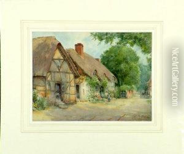 The Post Office, Cropthorne, Worcestershire Oil Painting - George F. Nicholls