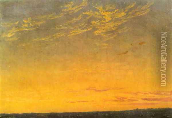 Evening with clouds Oil Painting - Caspar David Friedrich