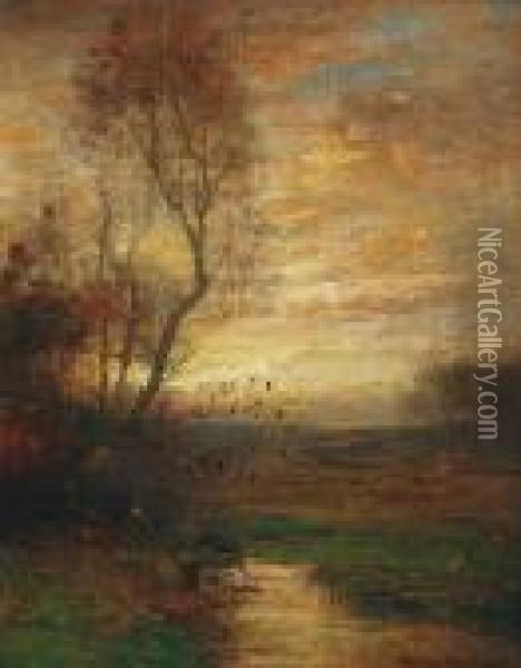 Sunset Arkville Oil Painting - John Francis Murphy