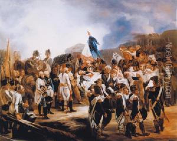 La Mort Du General Marceau A Altenkirchen Oil Painting - Nicolas Toussaint Charlet