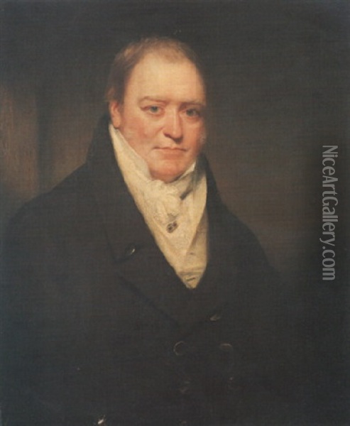 Portrait Of Thomas Kite, Half Length, Wearing A Brown Jacket, White Waistcoat And Cravat Oil Painting - Sir William Beechey