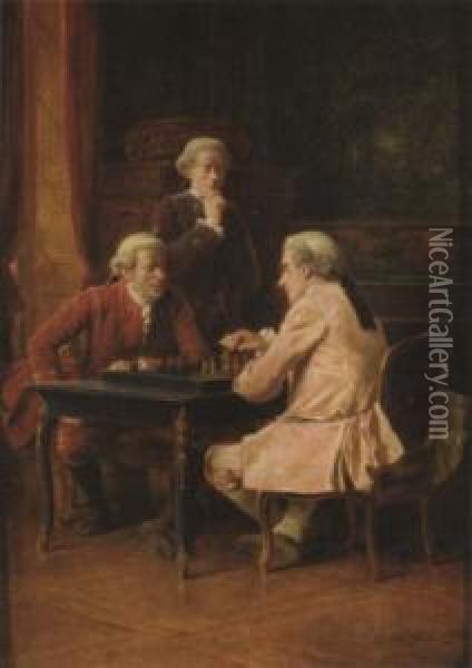 Chess Players Oil Painting - Benjamin Eugene Fichel