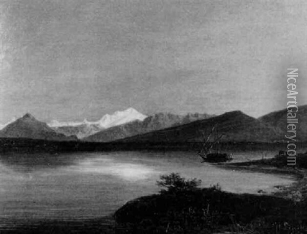 Blick Vom Genfer Becken Auf Den Mont Blanc Oil Painting - Karl Ludwig Lincke