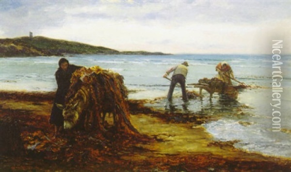Kelp Gatherers Oil Painting - William H. Bartlett