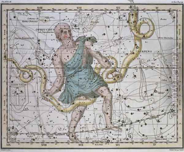Ophiuchus or Serpentarius from A Celestial Atlas Oil Painting - A. Jamieson