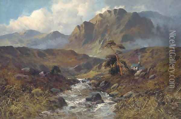 A Highland cascade Oil Painting - John Henry Boel
