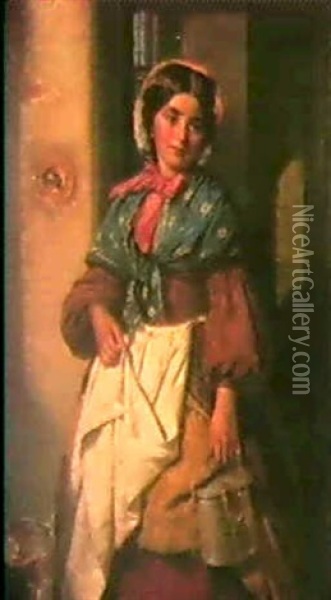 A Milk Girl Oil Painting - Thomas Faed