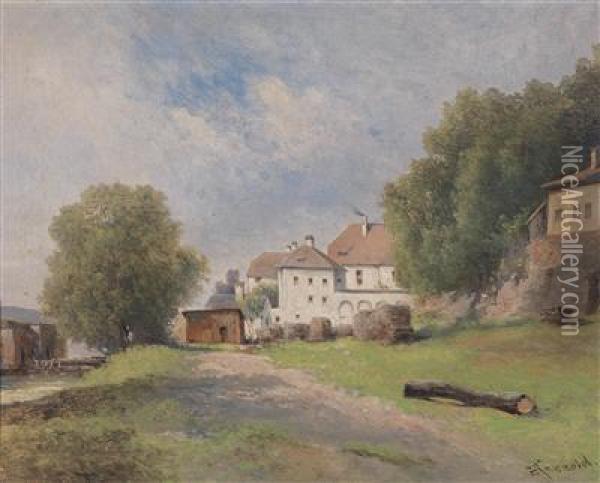 Lakeside Estate Oil Painting - Karl Franz Emanuel Haunold