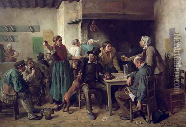 Wine Shop Monday, 1858 Oil Painting - Jules Breton