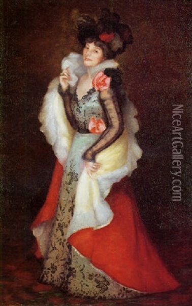 Portrait D'une Elegante Oil Painting - Felix Bracquemond
