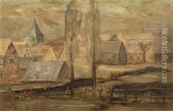Village Normand (breuilpont) Oil Painting - Tadeusz (Tade) Makowski