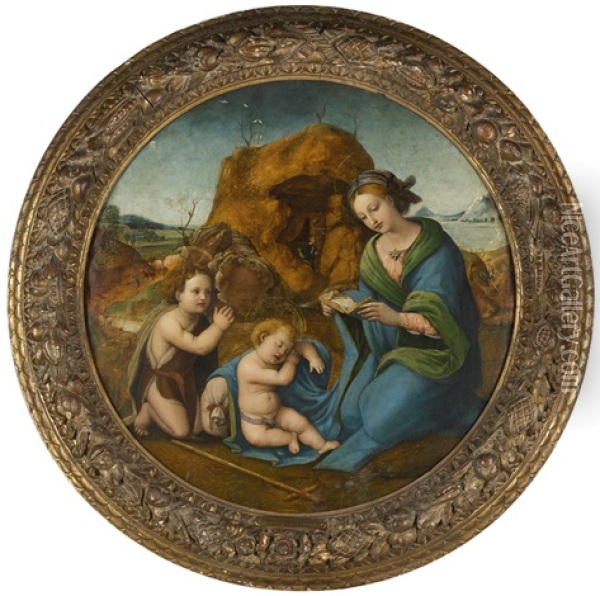 The Madonna And Sleeping Christ Child With The Infant Saint John The Baptist Oil Painting -  Piero di Cosimo