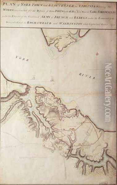 British map of the Siege of Yorktown Oil Painting - John Hills