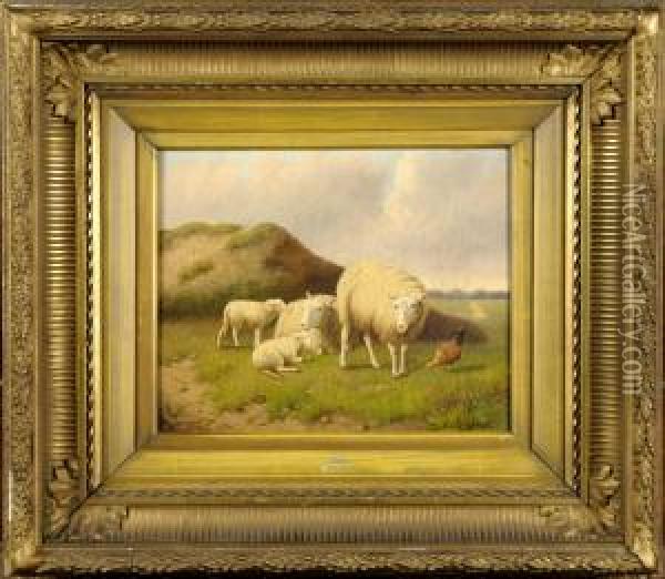 Les Moutons Oil Painting - Joseph Van Dieghem