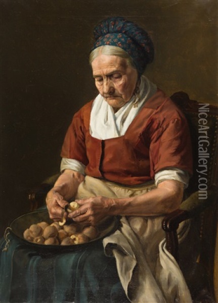 Die Kartoffelschalerin Oil Painting - Christina Stoel