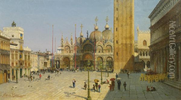 Piazza San Marco Oil Painting - Ercole Calvi