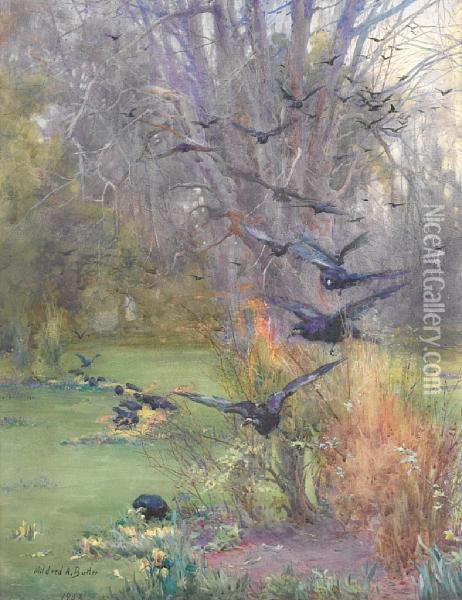Crows Oil Painting - Mildred Anne Butler