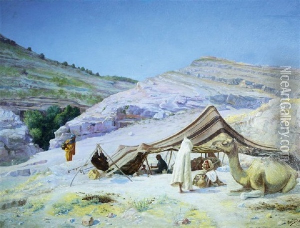 Le Campement Berbere Oil Painting - Alcide Bariteau