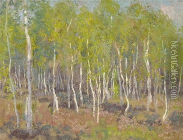 Sapling Forest Oil Painting - Emanuel Phillips Fox