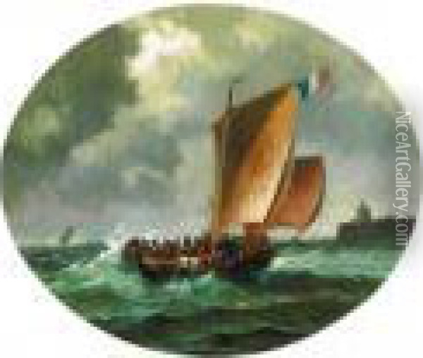 Approaching Land In Stormy Seas Oil Painting - Charles Euphrasie Kuwasseg