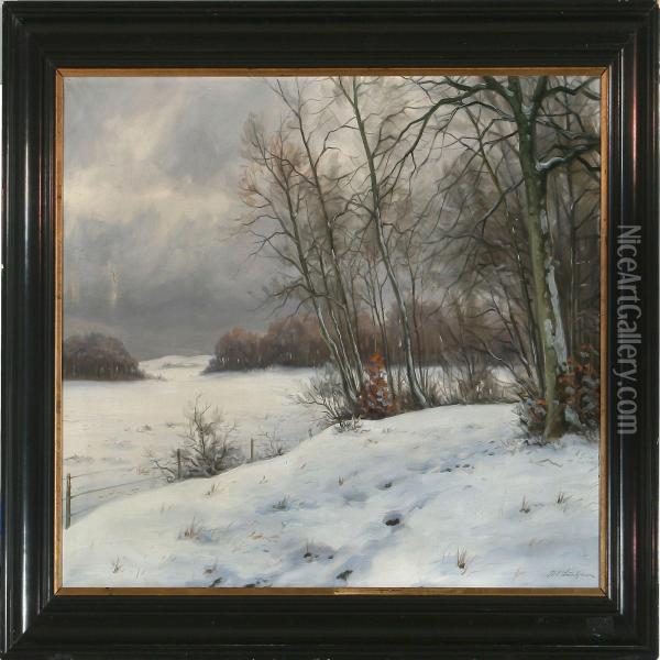 Winter Landscape Oil Painting - K. E. Lundgreen