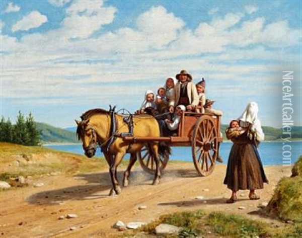 Bonder Fra Dalarne, Orsa Sogn, Der Kjore Til Kirke Oil Painting - Wilhelm Nicolai Marstrand