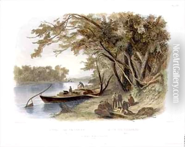 Encampment of the Travellers on the Missouri Oil Painting - Karl Bodmer