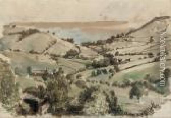 Charmouth From Fishpond Oil Painting - Lucien Pissarro