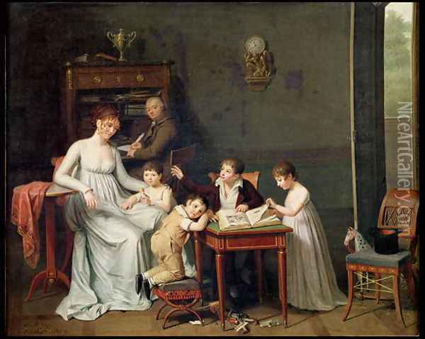 Portrait of a Family, 1800-01 Oil Painting - Joseph Marcellin Combette