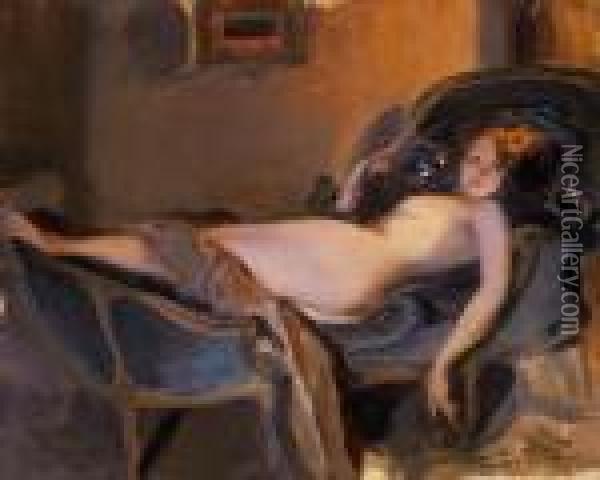 Nude, Lying Oil Painting - Philip Alexius De Laszlo